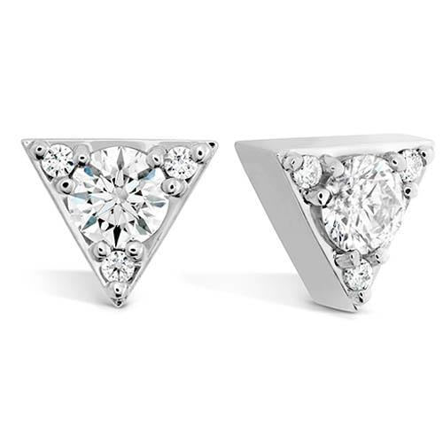 1.40 Carats Natural Diamond Stud Earring 14K White Gold Triangular Style