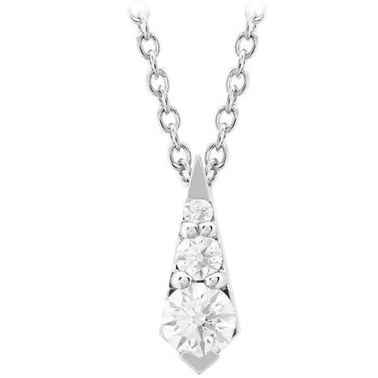 1.40 Carats Natural Diamonds Triplicity Drop Pendant Necklace Slide Gold 14K