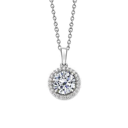 1.49 Carats Round Genuine Diamond Tenis Necklace Pendant White Gold Jewelry