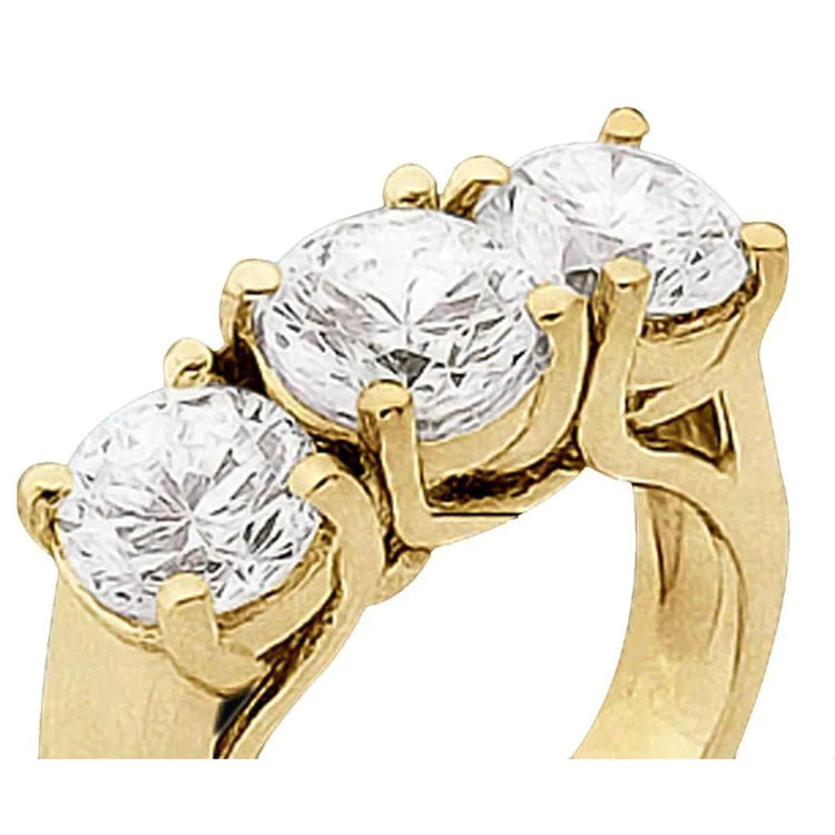 1.50 Carat Engagement 3 Stone Genuine Diamond Ring Solid Yellow Gold 18K