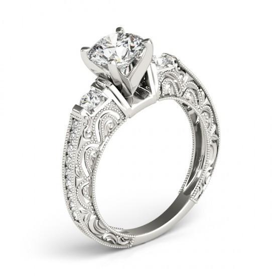 1.50 Carat Natural Diamond Engagement Antique Style Ring With Accents