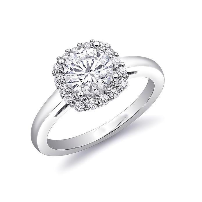 1.50 Carat Natural Diamond Engagement Halo  Ring 14K White Gold
