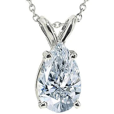 1.50 Carat Pear Real Diamond Jewelry Pendant Necklace Gold