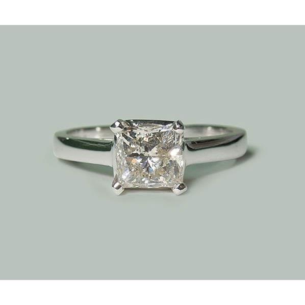 1.50 Carat Princess Real Diamond Solitaire Engagement Ring White Gold