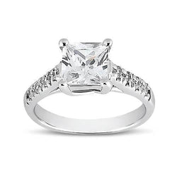 1.50 Carat Princess & Round Genuine Natural Earth Mined Diamond Ring With Accents White Gold 14K