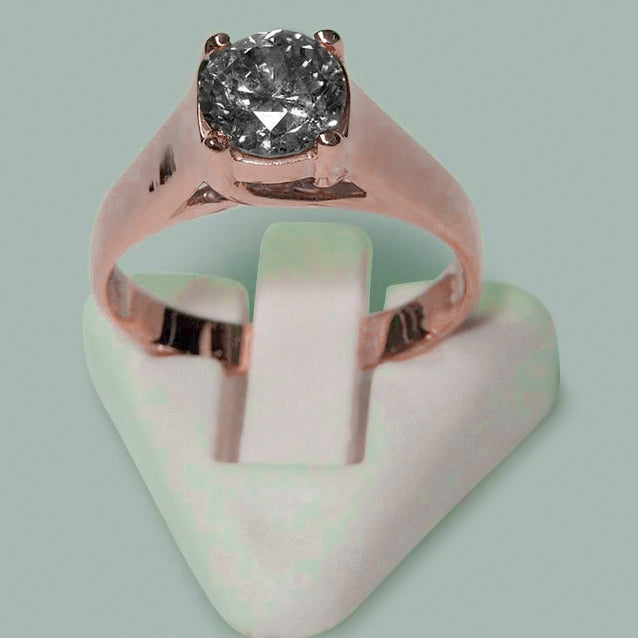 1.50 Carat Round Brilliant Natural Earth Mined Diamond Solitaire Ring Rose Gold