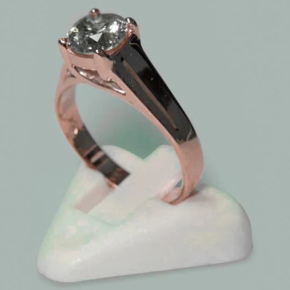  Round Brilliant Natural Diamond Solitaire Ring Rose Gold