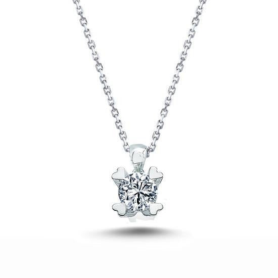 1.50 Carat Round Cut Real Diamond Pendant Necklace White Gold 14K - Pendant-harrychadent.ca
