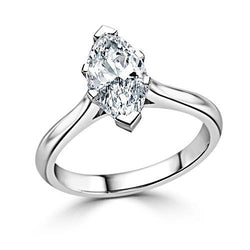 1.50 Carat Solitaire Marquise Genuine Diamond Wedding Ring