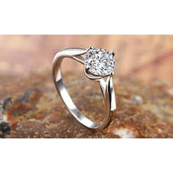 1.50 Carat Solitaire Real Diamond Engagement Ring White Gold 14K