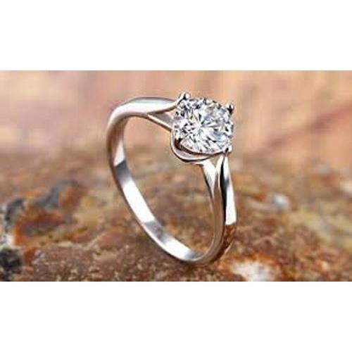 1.50 Carat Solitaire Real Diamond Engagement Ring White Gold 14K