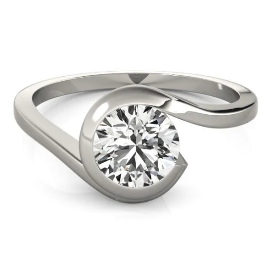 1.50 Carat Solitaire Round Genuine Diamond Ring White Gold 14K