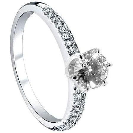 1.50 Carats Genuine Diamond Engagement Ring Solitaire With Accents