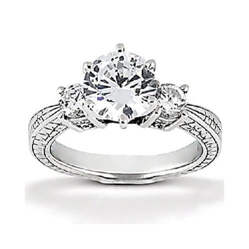 1.50 Carats Genuine Diamond Three Stone Gold Engagement Ring