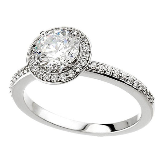 1.50 Carats Halo Genuine Diamonds Ring Halo White Gold 18K