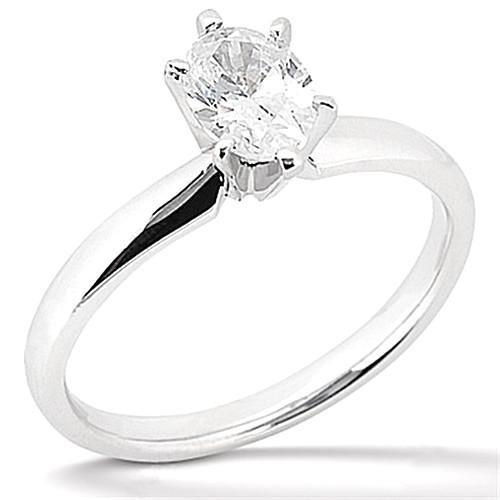 1.50 Carats Oval Solitaire Real Diamond Engagement Ring