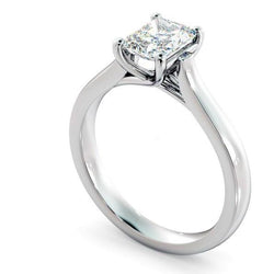 1.50 Carats Princess Cut Real Natural Earth Mined Diamond Solitaire Ring White Gold