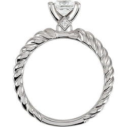 1.50 Carats Princess Genuine Diamond Twisted Rope Style Shank Solitaire Ring