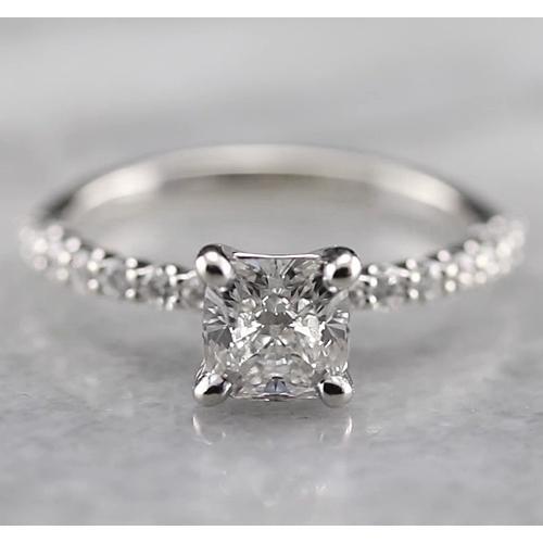 1.50 Carats Radiant Real Diamond Engagement Ring White Gold 14K