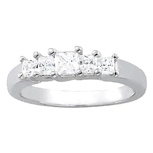 1.50 Carats Real Diamond Engagement Ring Princess White Gold 14K