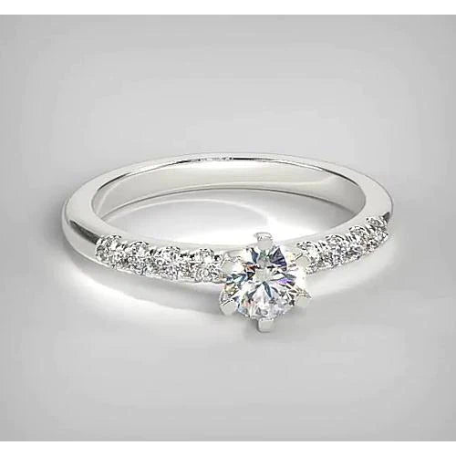 1.50 Carats Real Diamond Engagement Ring White Gold 14K