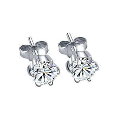 1.50 Carats Real Diamond Lady Stud Earrings Round Shape White Gold 14K