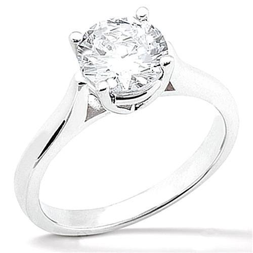 1.50 Carats Real Diamond Solitaire White Gold 14K Engagement Ring