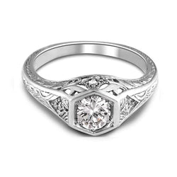 1.50 Carats Real Diamonds Antique Look Wedding Ring White Gold 14K