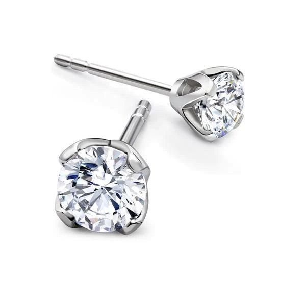 1.50 Carats Real Diamonds Women Studs Earrings White Gold 14K