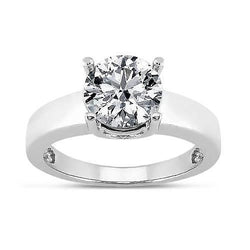 1.50 Carats Real Round Diamond Solitaire Ring White Gold 14K