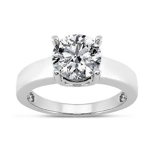 1.50 Carats Real Round Diamond Solitaire Ring White Gold 14K - Solitaire Ring-harrychadent.ca