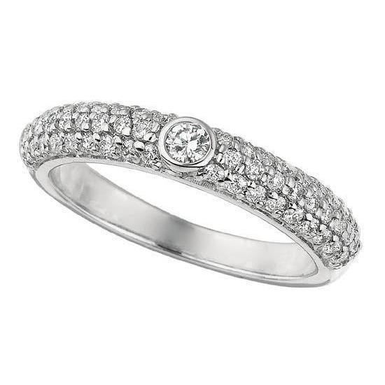 1.50 Carats Round Brilliant Genuine Diamonds Band White Gold 14K Jewelry