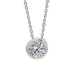 1.50 Carats Round Cut Real Diamond Pendant Necklace White Gold 14K