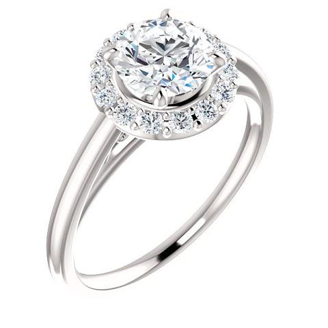 1.50 Carats Round Genuine Diamond Halo Setting Engagement Ring 14K White Gold