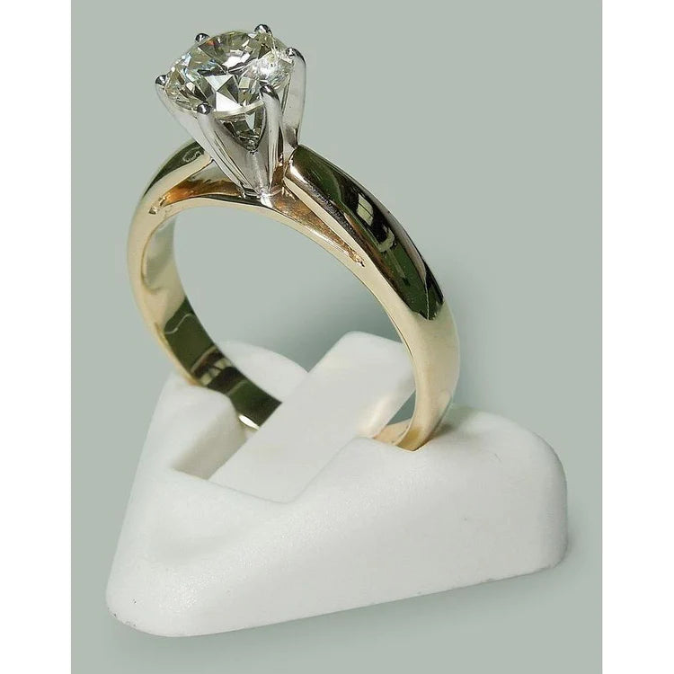 1.50 Carats Round Genuine Diamond Solitaire Engagement Ring Two Tone 