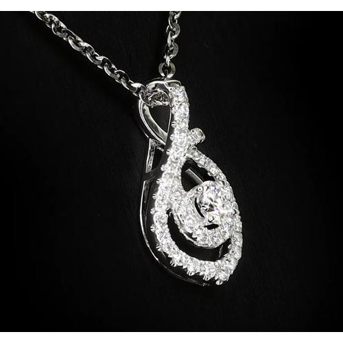 1.50 Carats Round Genuine Diamond Twirl Style Pendant