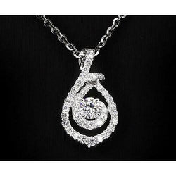 1.50 Carats Round Genuine Natural Earth Mined Diamond Twirl Style Pendant White Gold Jewelry