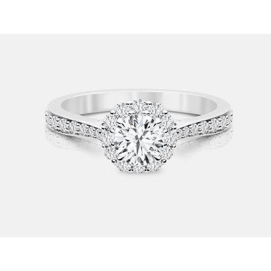 1.50 Carats Round Natural Diamond Engagement Ring Halo
