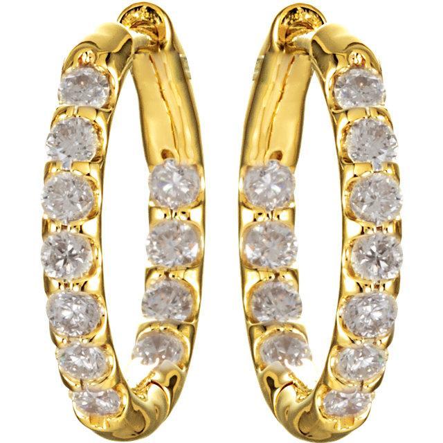 1.50 Carats Round Natural Diamond Inside/Outside Hoop Earrings