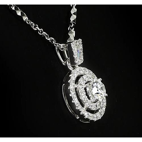  Round Natural Diamond Pendant Halo Setting