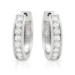 1.50 Carats Round Natural Diamonds Women Hoop Earring White Gold 14K