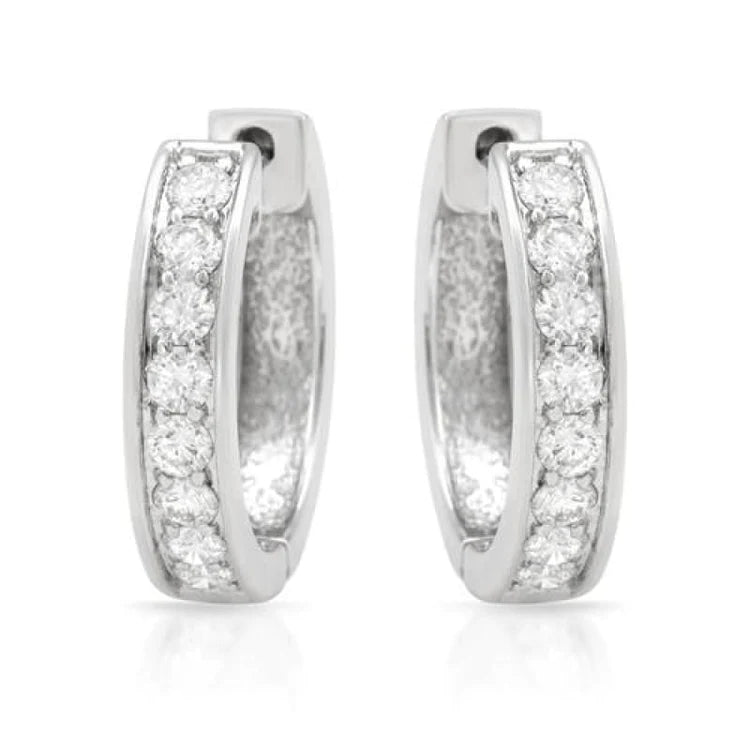 1.50 Carats Round Natural Diamonds Women Hoop Earring White Gold 14K