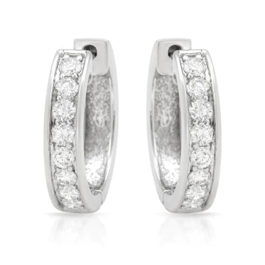 1.50 Carats Round Natural Diamonds Women Hoop Earring White Gold 14K