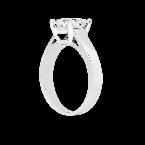 1.50 Carats Solitaire Princess Real Diamond Ring White Gold 14K