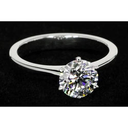 1.50 Carats Solitaire Round Natural Diamond Ring White Gold 14K