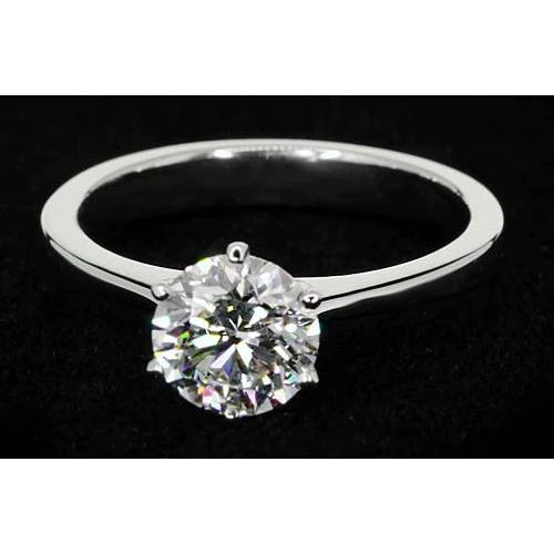 1.50 Carats Solitaire Round Natural Diamond Ring White Gold 