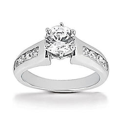 1.50 Carats Sparkling Round Real Natural Earth Mined Diamond Ring With Accents
