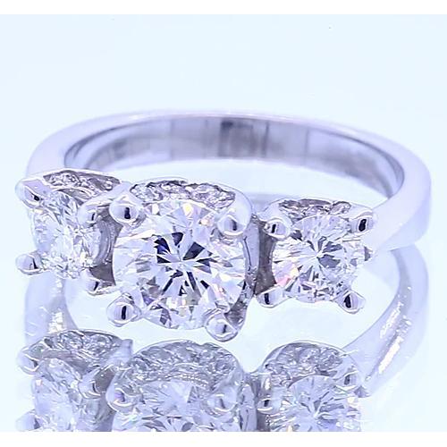 1.50 Carats Three Stone Real Engagement Ring 