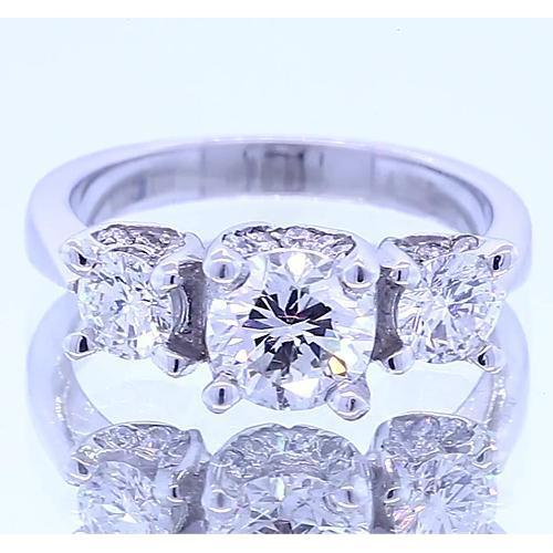 1.50 Carats Three Stone Real Engagement Ring 4 Prong Set Jewelry