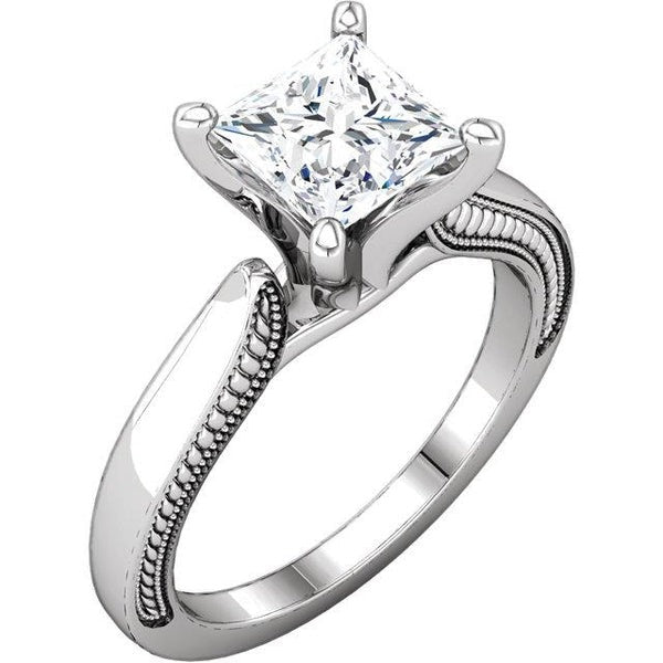 1.50 Carats Vintage Style Real Princess Diamond Solitaire Ring - Solitaire Ring-harrychadent.ca